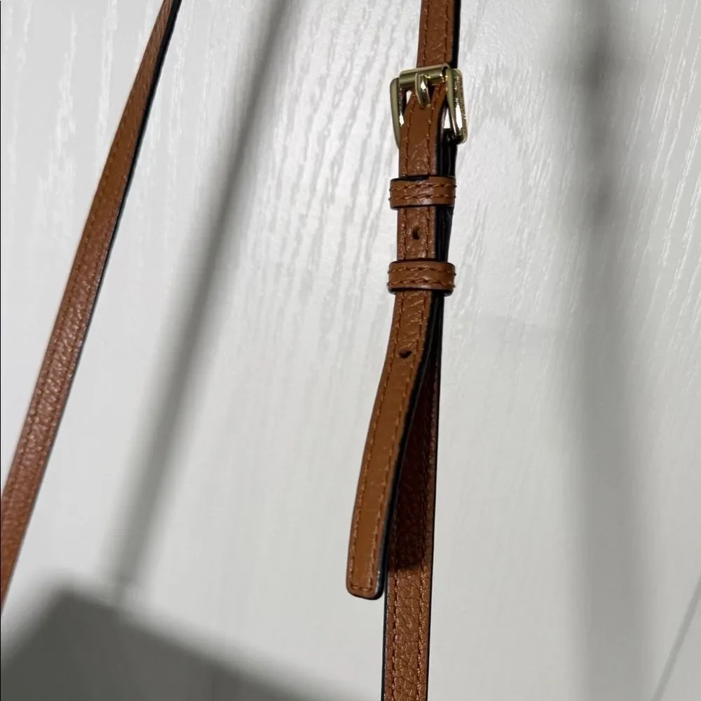 Michael Kors Brown Pebbled Leather Crossbody Bag Double Zip Small Purse